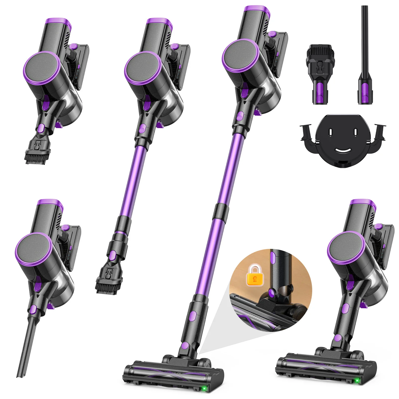 Aspiradora inalámbrica Lubluelu 36KPA con pantalla LED, sensor inteligente de polvo y sistema de filtración profunda de 5 niveles para pisos, alfombras y pelo de mascotas.