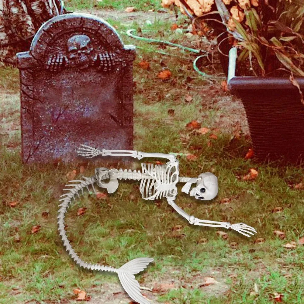 

Skeleton mermaid skeleton Halloween scene decoration outdoor cemetery haunted house horror scene decoration
