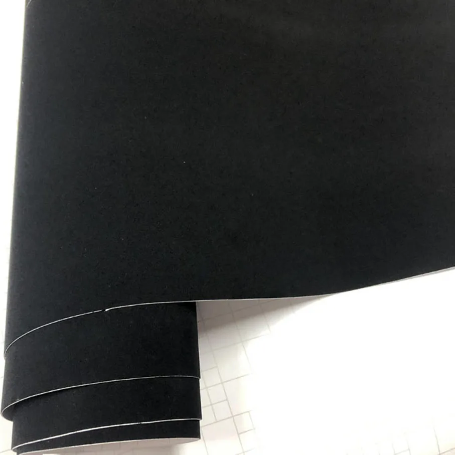 1.52x15m/30m Premium Black Car velvet vinyl film Automotive Decals sticker like Real suede fabric material Velvet Film