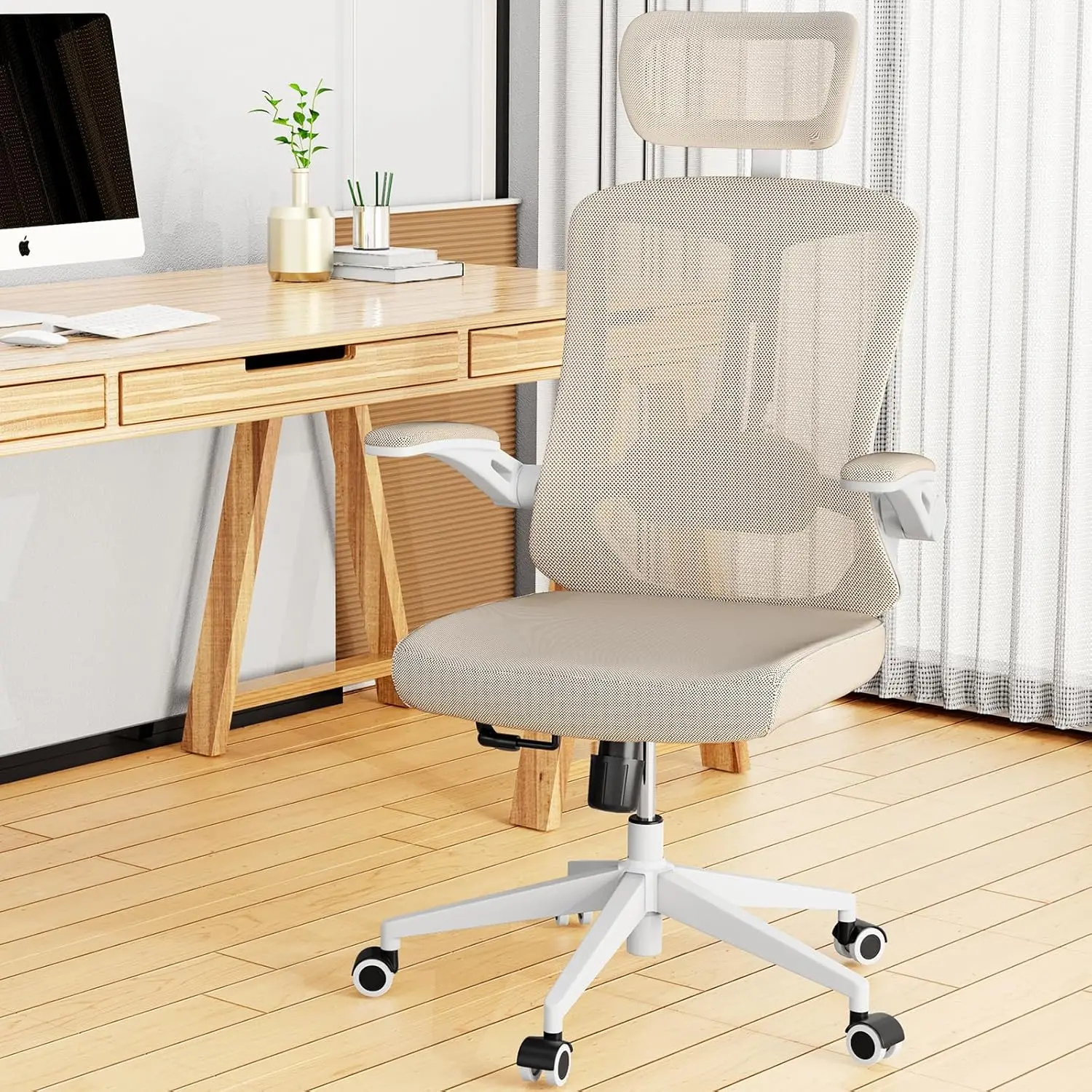 Desk Officice Chair, Ergonomic Comfy Mesh Chair, Home High Back Gaming Executive Chair with Wheels, Compute Capacity 350LBS, Lum