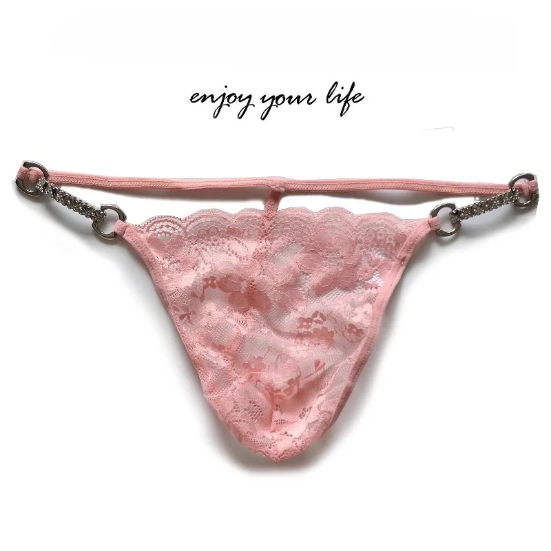 

Lace Transparent Pouch Thongs Men's Sexy Underwear Mesh Metallic Bright Diamond Seductive T Panties New Male G-Strings Low Waist