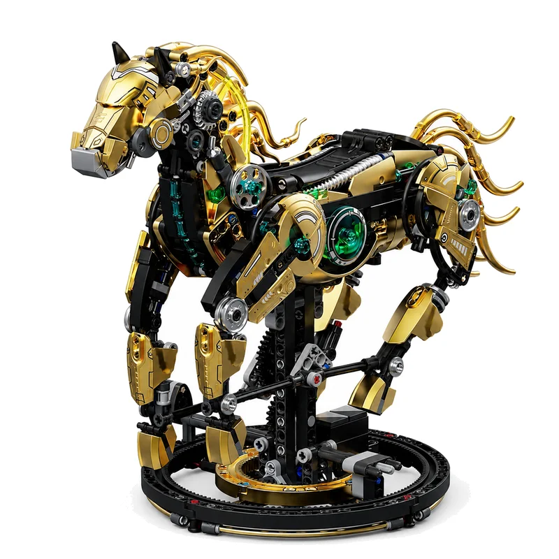 creative-1055pcs-premium-mechanical-horse-building-blocks-moc-kit-desktop-ornament-birthday-christmas-gift-toy