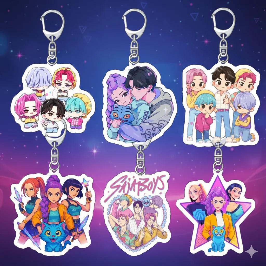 KPop شيطان الصيادين سلسلة مفاتيح مصنوعة من الأكريليك K-POP الساحرة فتاة مجموعة الاكريليك قلادة اكسسوارات لمحبي جمع هدية BTS Blackpink #1
