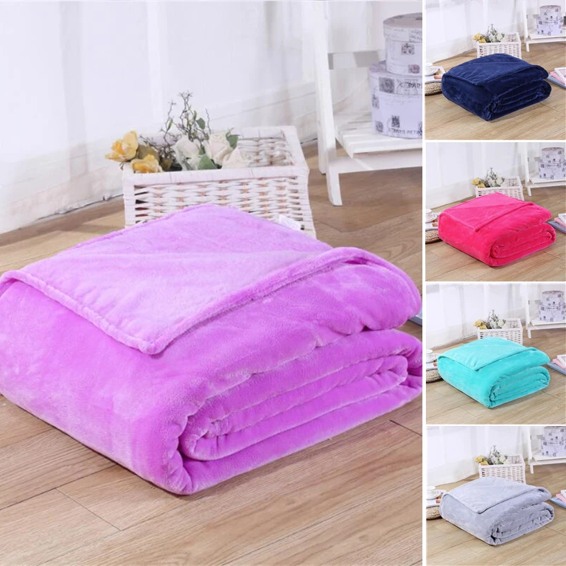 

Factory Direct Solid Color Flanella Thickened Coral Fleece Blanket French Velvet Thick Fleece Blanket Yoga Wholesale