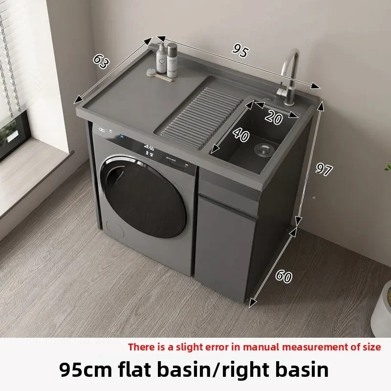 TP-1   Balcony Laundry Cabinet Integrated Stainless Steel Balcony Laundry Cabinet with Washboard Washing Machine Companion Cabin