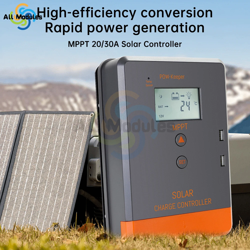 MPPT30A20A Solar Controller Charger 12V24V LCD Dual USB Port Solar Panel Voltage Regulator PV Energy Storage Controller