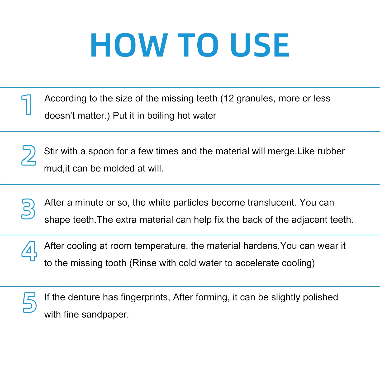 مجموعة أدوات صنع الأسنان الصناعية القابلة للتشكيل - اصنع أسنان مؤقتة للفجوات/الأسنان المفقودة، طين أسنان قوي وآمن للاستخدام في الإصلاح والاستخدام التنكري #6