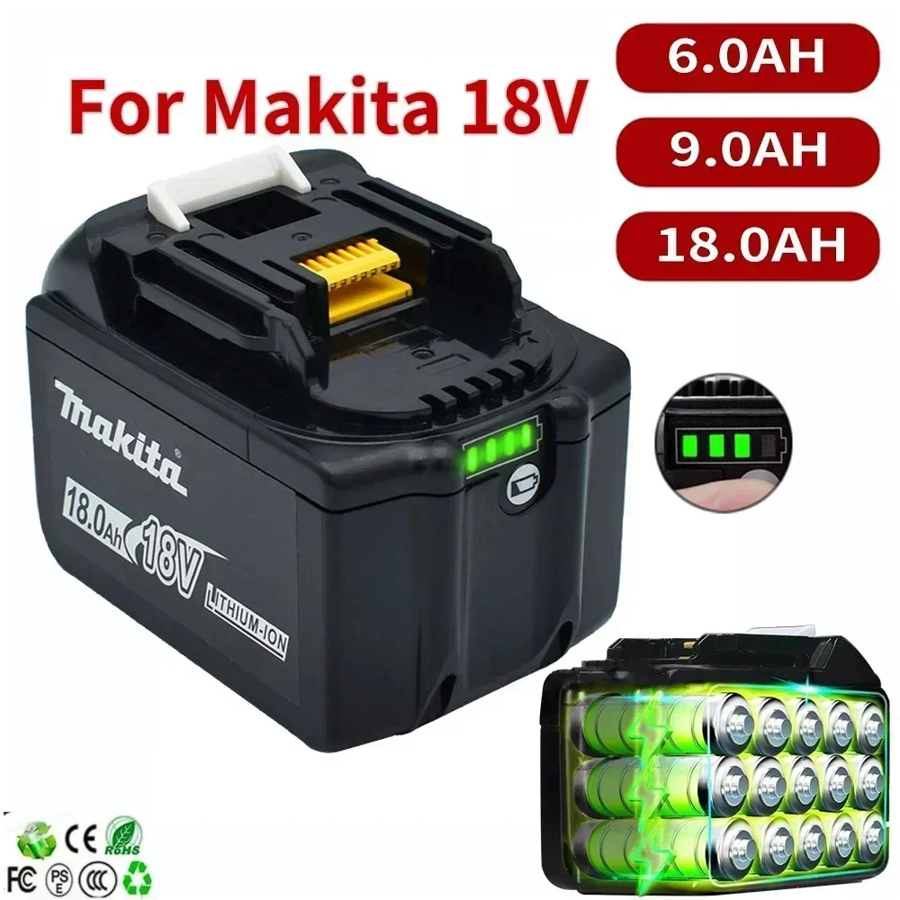 Аккумулятор Makita 18 в, сменная литий-ионная батарея 6 Ач, LXT BL1860B BL1860 BL1850 BL1830 DHP482RFX9 BL1815 LXT400 для беспроводных дрелей