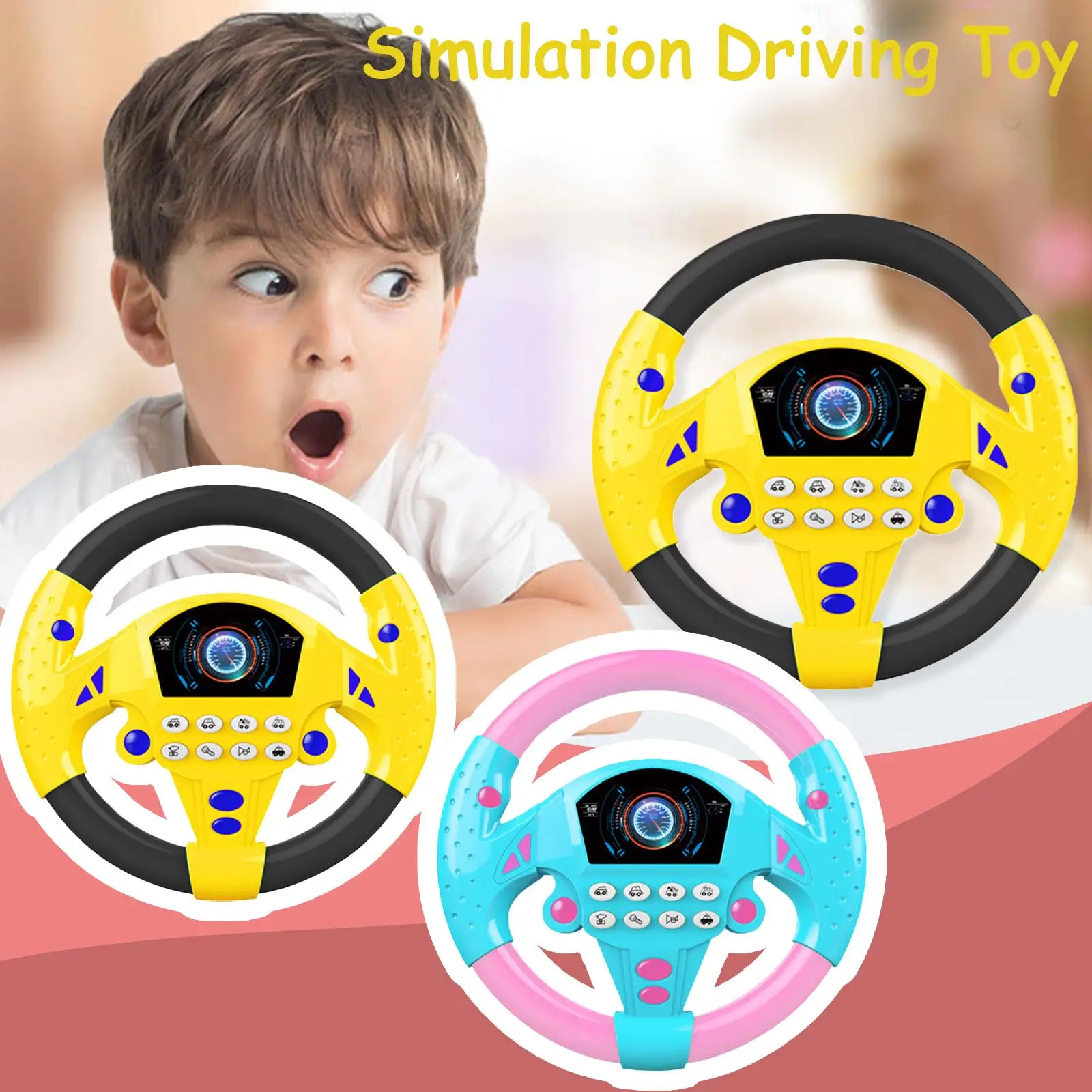 Electric Simulated Car Driving Steering Wheel Kids Light Baby With Driving Education Toy Toy Car Sound Toy Interactive A9L9