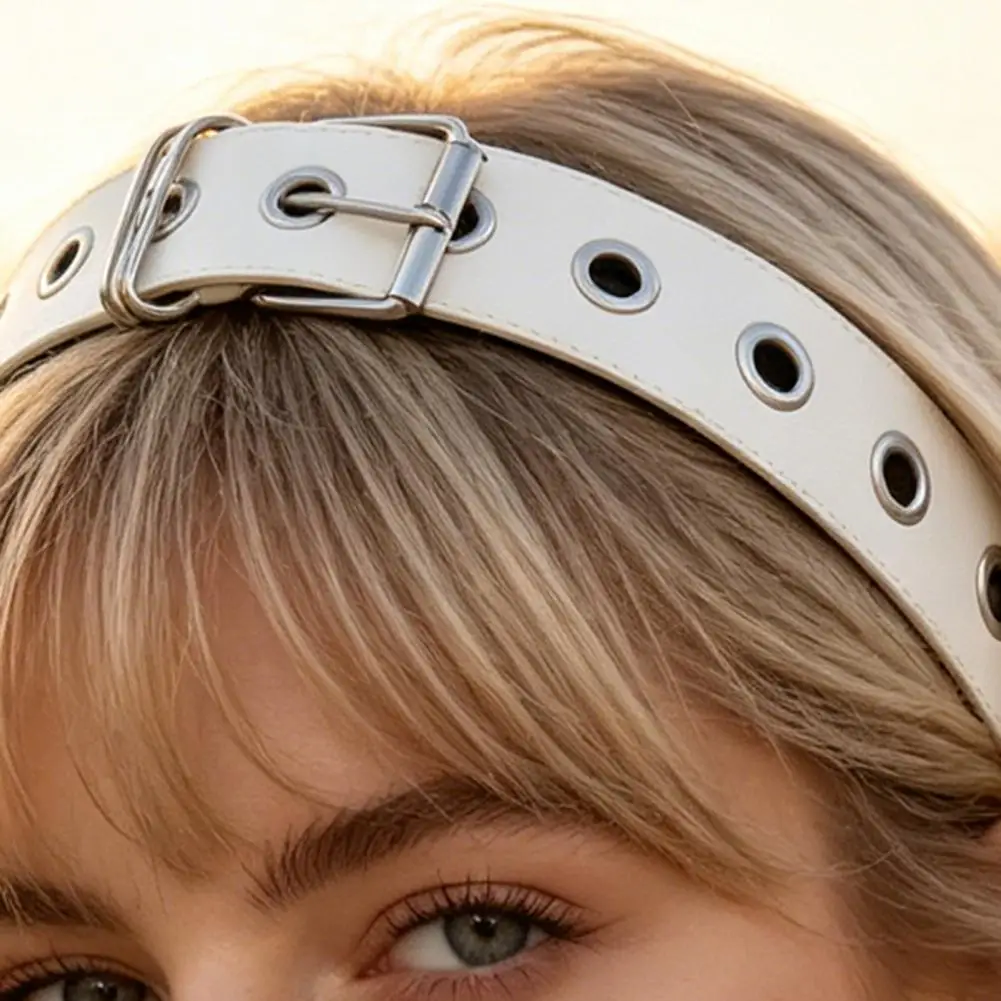 Hairband Punk Hair Hoop Handmade Faux Leather Buckle Headband Party Accessory Stylish Photo Prop Unique Gift Idea Durable