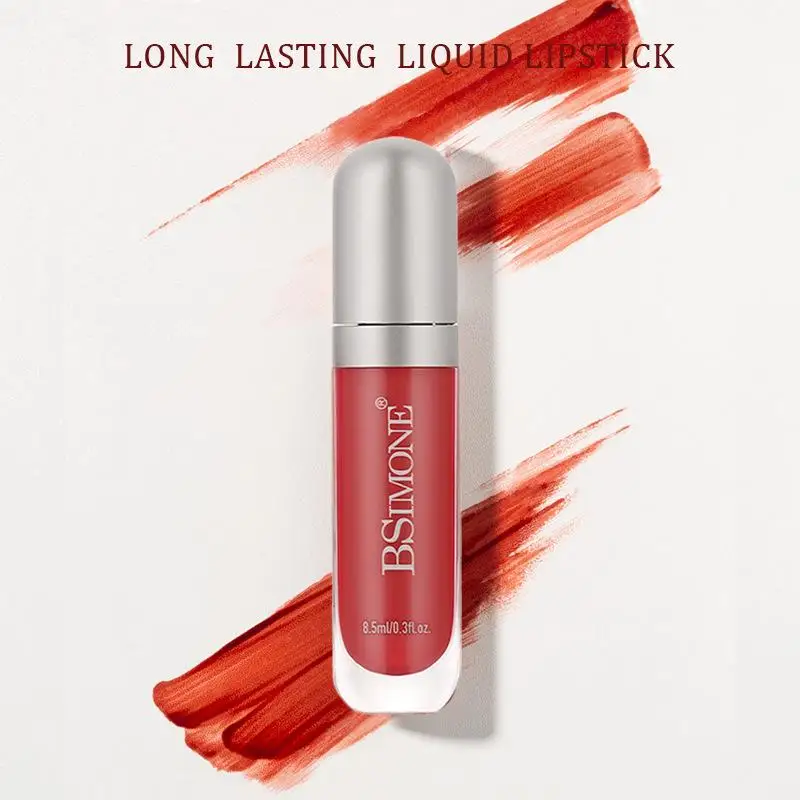 1Pc BSIMONE Matte Lip Gloss Velvet Liquid Lipstick Non Stick Cup Long Wearing High Pigment Lip Glaze Moisturizing Nourishing