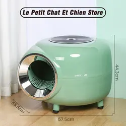 Round Large Cat Toilet with Pet Plastic Scoop Record Player Appearance Fully Enclosed Cat Litter Box for cats pets under 10kg