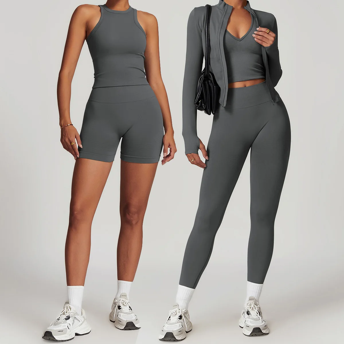 

New Sportswear Yoga Clothes Set Long-sleeved Top Leggings Fitness Suits Gym Clothing Sports Vest Shorts Sets Running Outfit