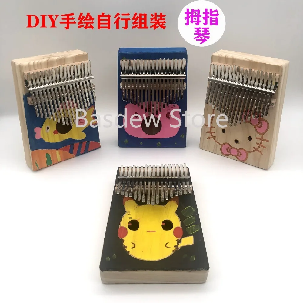 

Kalimba17 Sound Group DIY Children's Wooden Painted Finger Piano