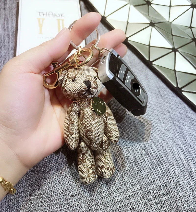 New Creative Cute Cartoon Cloth Bear Keychain Pendant Fashionable Men and Women Couple Keychain Bag Pendant