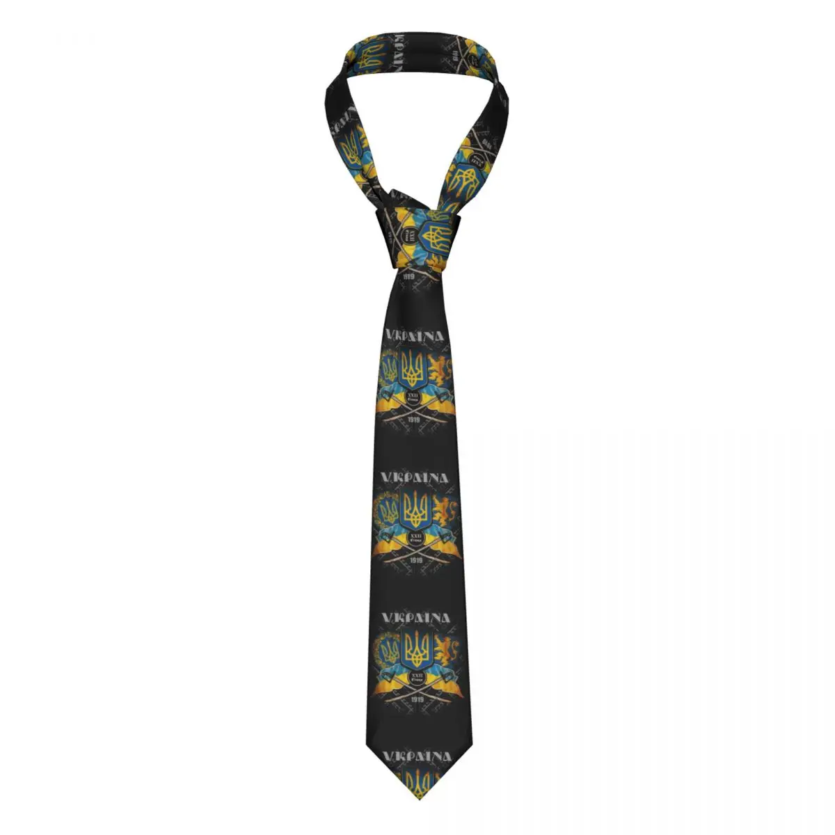 

Custom Day Of Unity Of Ukraine Tie Men Classic Silk Ukrainian Proud Flag Necktie for Wedding