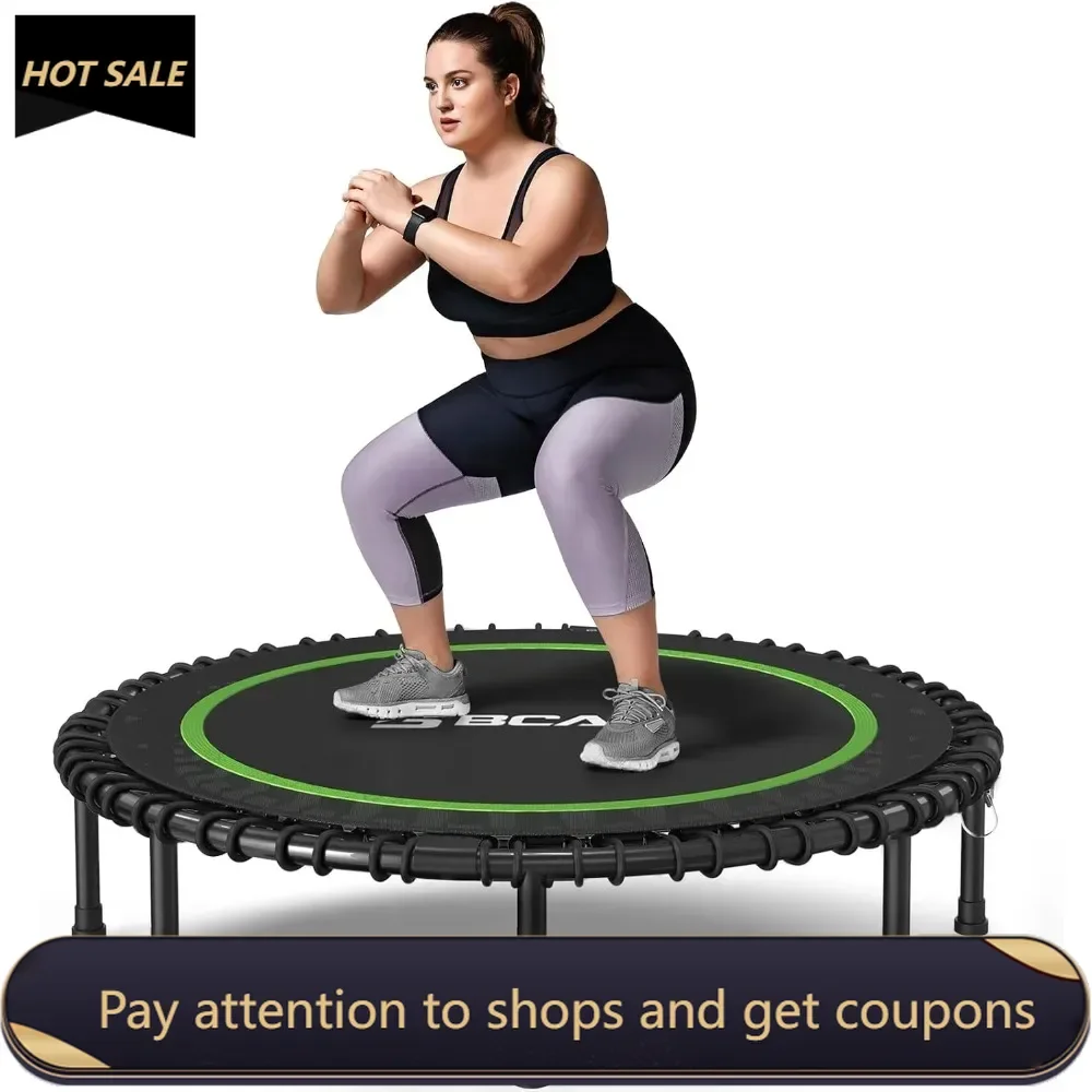 

450LBS/550LBS Foldable Mini Trampoline, 48" Fitness Trampoline with Durable Bungees, Stable & Quiet Exercise Rebounder