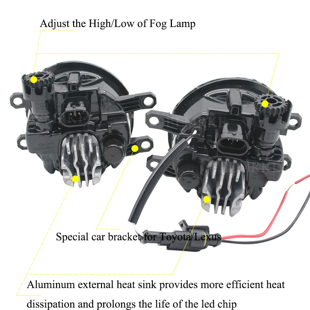 Fog Lights Assembly Lens for Toyota Corolla Altis / Corolla Sprinter E170 2014 2015 2016 2017 2018 LED DRL Angel Eye Halo Lamp