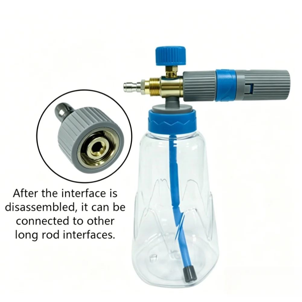 Car Washing Foam Pot with Quick-Connect Interface Rotating Nozzle and Foam Adjustment for Efficient Foam Coverage per Fill