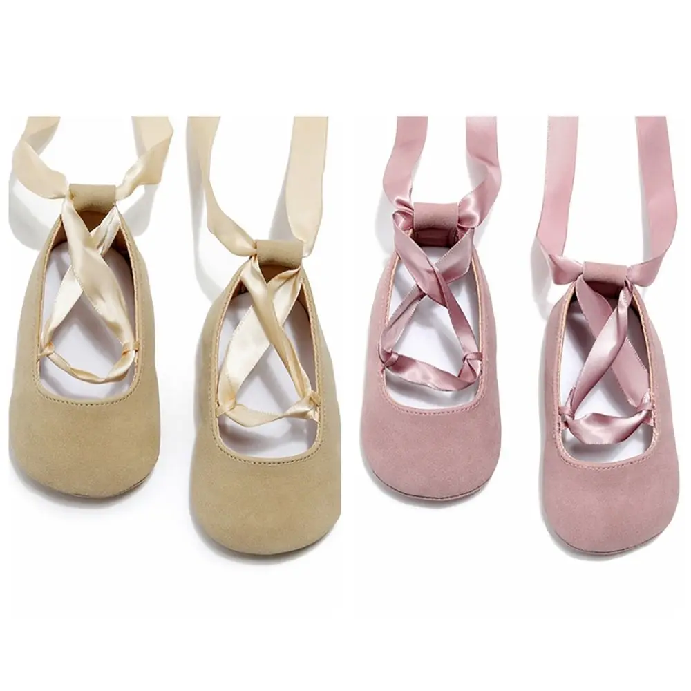 

Princess Style PU Baby Girl Shoes Cross Ribbon Soft Sole Moccasins Solid Color Princess Dance Shoes Kids