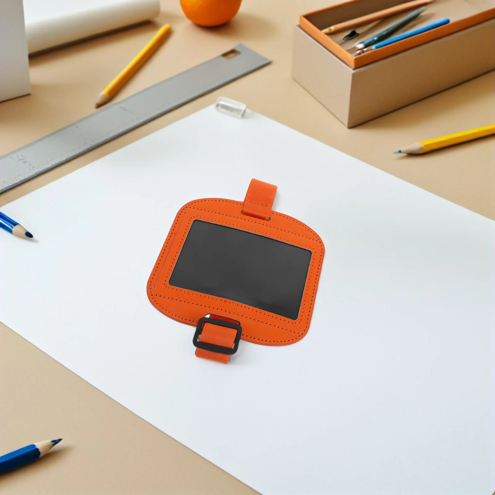 1pcs Arm Badge Holder Horizontal Id Card Sleeve Armband Case For Nurses Security Orange Waterproof Quick Access Work