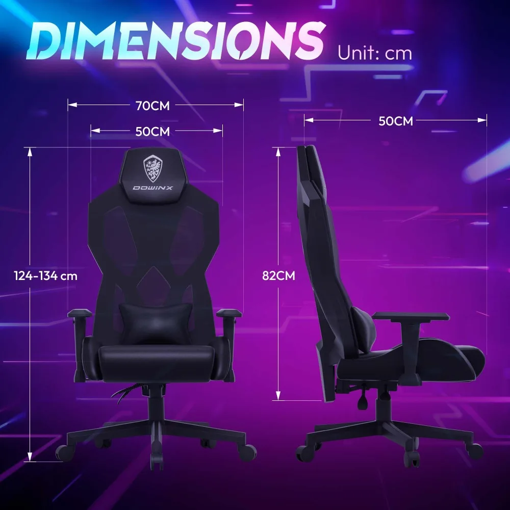 Silla de juegos RGB con luces LED, silla ergonómica de ordenador para adultos, silla reclinable, silla de videojuegos con Lumbar ajustable