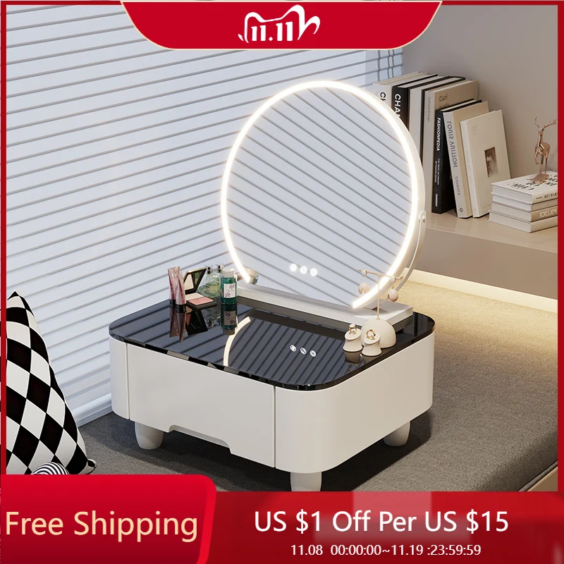 

Nordic Mirror Vanity Table Organizer Small Portable House White Bedroom Vanity Cabinet Corner Unique Coiffeuse Furniture Home