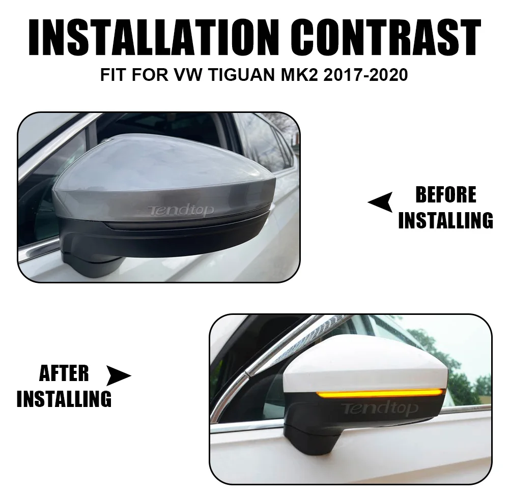1 Pair For VW Tiguan MK2 2017- 2021 Touareg MK3 19 EU Dynamic Blinker LED Turn Signal Light Side Mirror Indicator Lamp