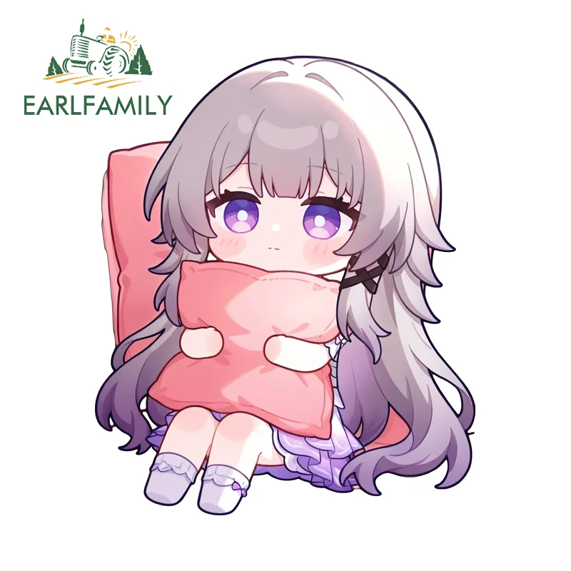 EARLFAMILY Herta Chibi Car Stickers and Decals Hot Anime Item Decal Occlusion Scratch Simple Scratch-Proof DIY Car Body Decor