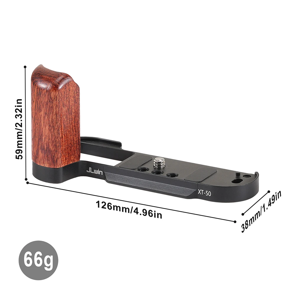 FOTGA For Fuji XT50 L-Shape Mounting Plate with Wooden Handle For FUJIFILM X-T50 Quick Release L Plate/Bracket Tripod Arca-Swiss