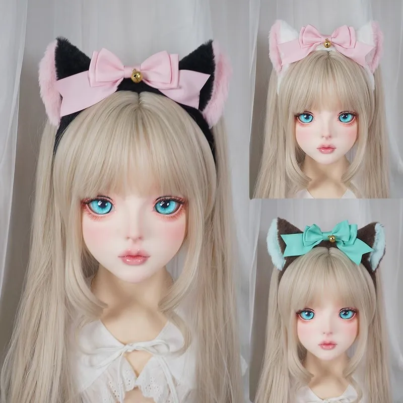 2025 New Cute Bowknot Plush Cat Ears Headband Cute Bell Hair Accessory Cat Girl Lolita Headpiece Cosplay JK Party Ears Pros