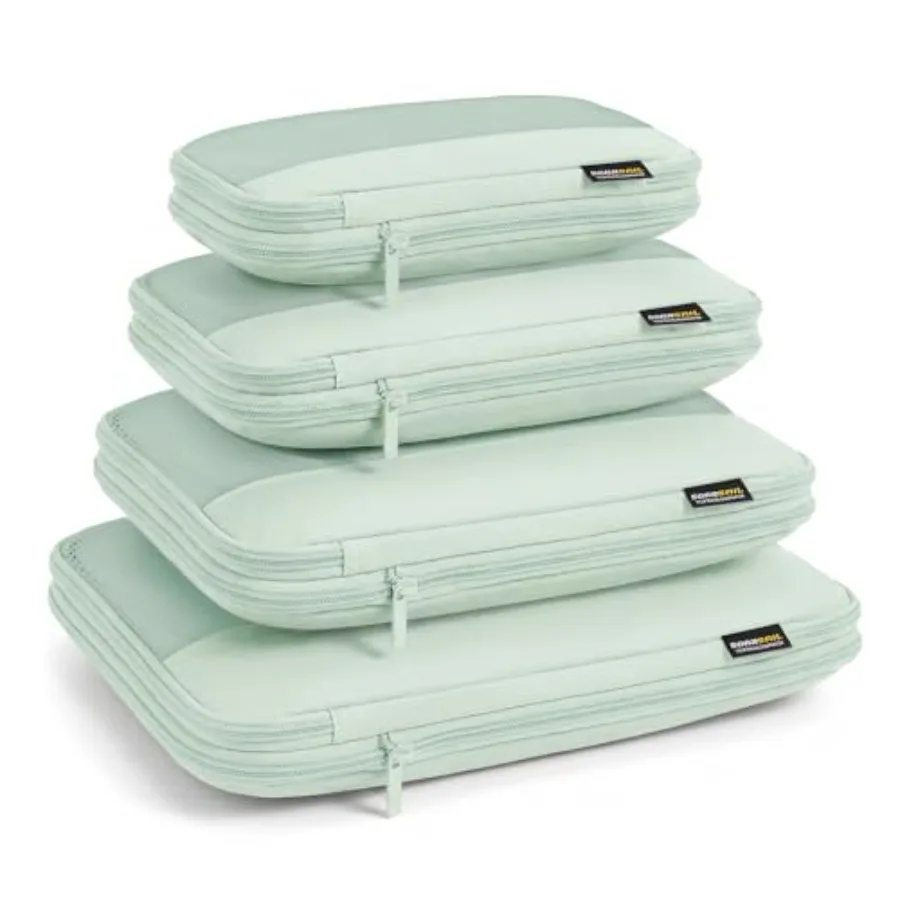 

Набор из 4 компрессионных упаковочных сумок для путешествий на 3-7 дней, легкие органайзеры для путешествий с дышащей сеткой и двойной молнией