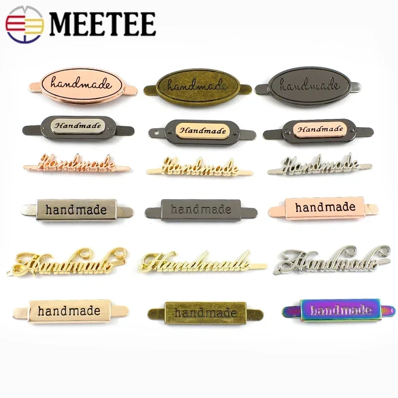 

Meetee 10Pcs Handmade Labels Metal Buckles For Handbag Bag Tag Decorative Button Shoes Pin Clasp DIY Sewing Hardware Accessories