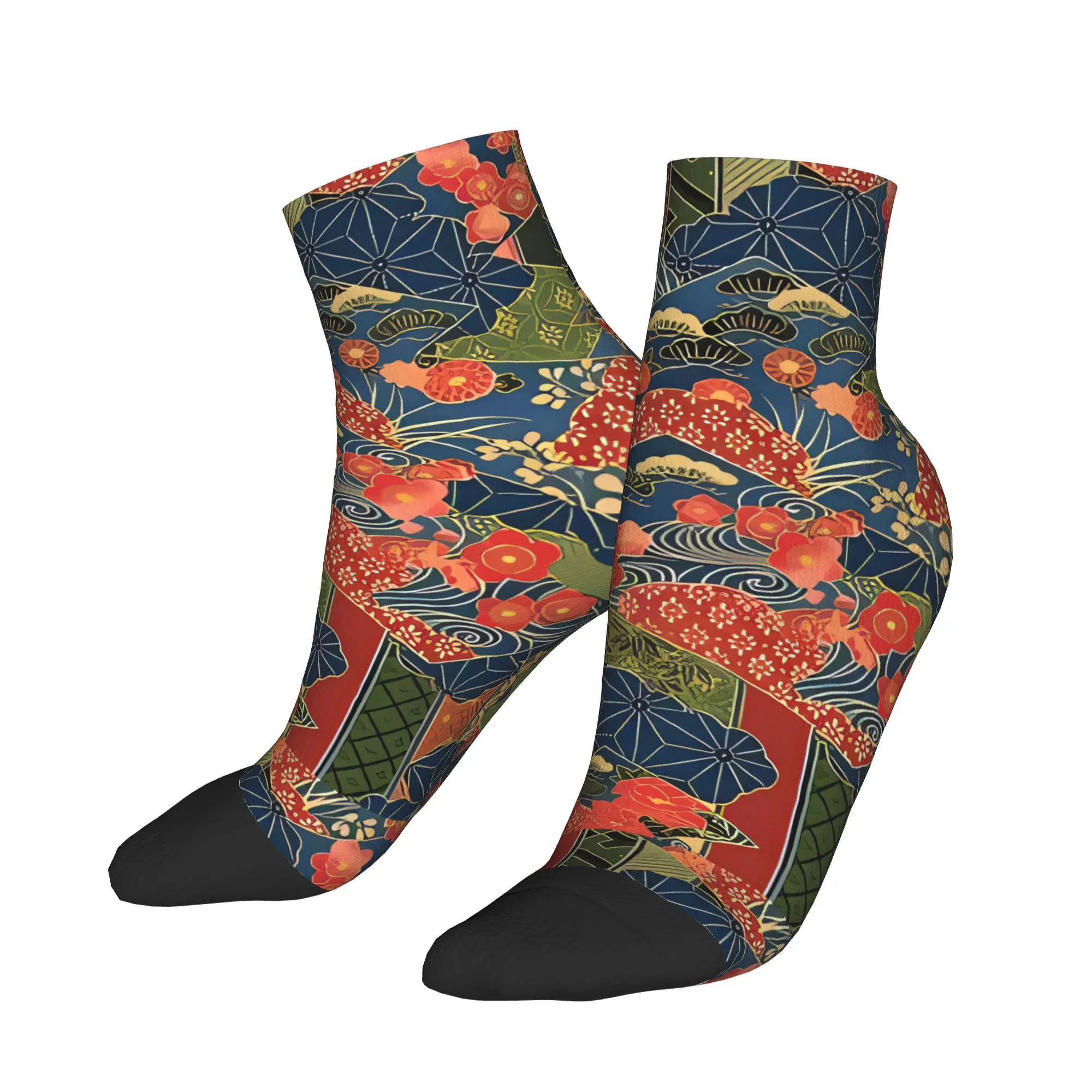 

Ankle Socks For Adults Men Japanese Folk Art Print Casual Socks Pattern Non Skid High Quality Autumn Trendy Skateboard Sock