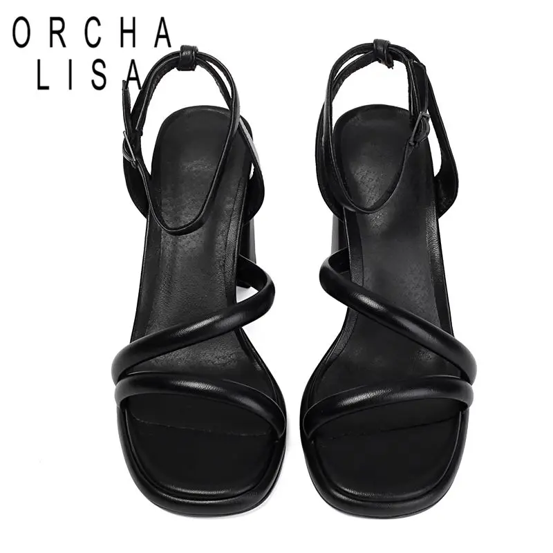 

Сандалии ORCHA LISA, женские, на высоком каблуке 9 см, с массивным каблуком, платформой 1,5 см, с ремешком на пряжке, для вечеринок, большие размеры, осень, размер 41