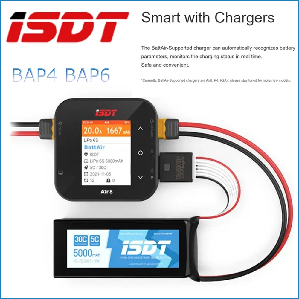 ISDT BattAir Plugin BAP4/BAP6 3-4S/5-6S Management System Lipo Battery Smart Controller APP Bluetooth Control Charger Discharger