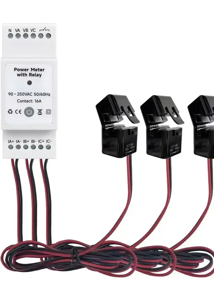Tuya WiFi 3-fazowy miernik mocy elektrycznej 80A/120A/200A/300A/500A Dwukierunkowy miernik energii KWH z przekaźnikiem 3CT — zdjęcie produktu 7