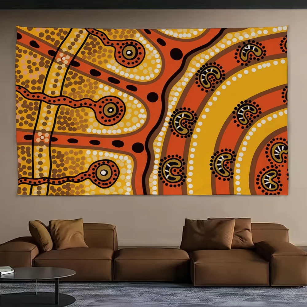 علم فني من السكان الأصليين الأسترالي للتخييم في الهواء الطلق، نزهة، ديكور منزلي، لافتة زينة