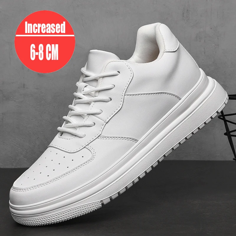 

Ultra Light Genuine Leather Sneakers Heightening Shoes For Men's Wear-resisting Internal Elevation 6-8cm Elevator Casual Shoes