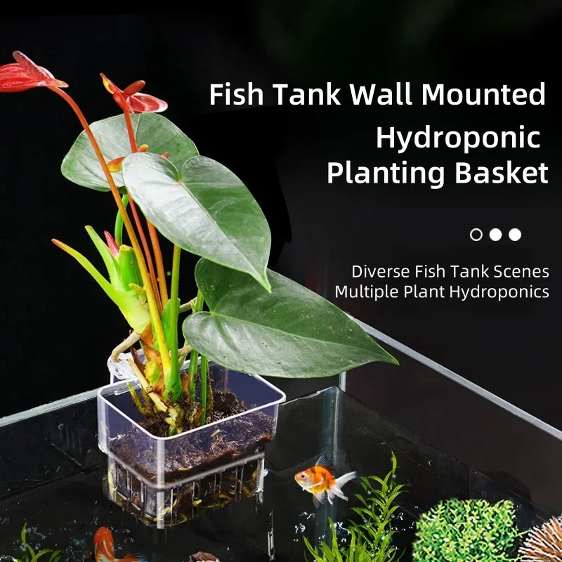 Hanging Aquarium Planter Cups Wall Mounted Aquatic Plants Holder Aquarium Planter Basket Fish Tank Plants Pot Fish Tank 어항 용품