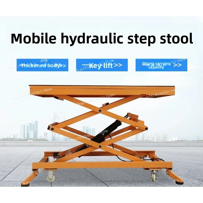Electric Hydraulic Folding Mobile Scaffold Work Platform, 2m Lifting Table for Plastering & Tile Installation Decoration