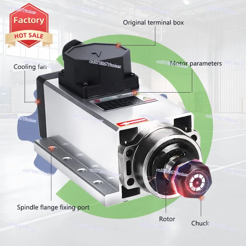 Numerical Control ER11 ER20 ER32 Numerical Control Equipment Spindle Motor Square Air-cooled Spindle Motor Small Size 1.5kw