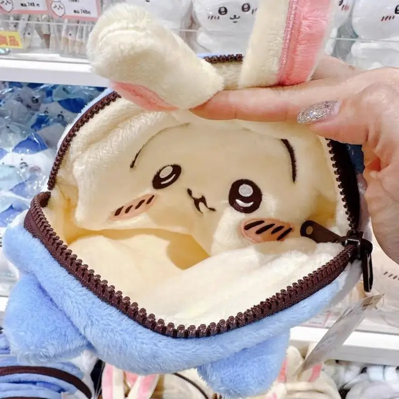 Chiikawa Double Sided Plush Pencil Case Cute Usagi Hachiware Largecapacity Makeup Coin Purse Storage Bag Kawaii Stationery Pouch