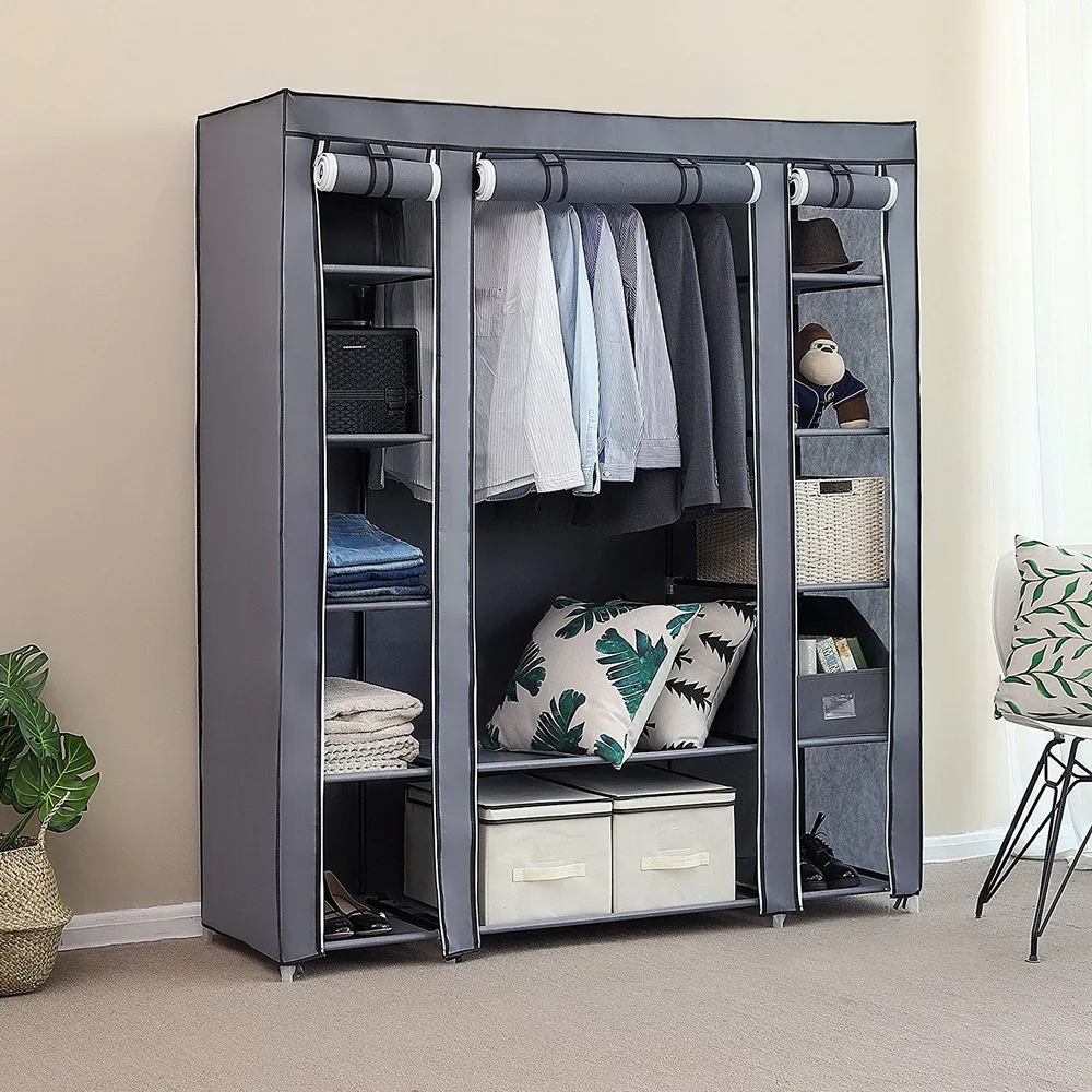 

Multi-Purpose Closet Organizer Modular Wardrobe System with Shelves, Hanging Rods, and Storage Bins