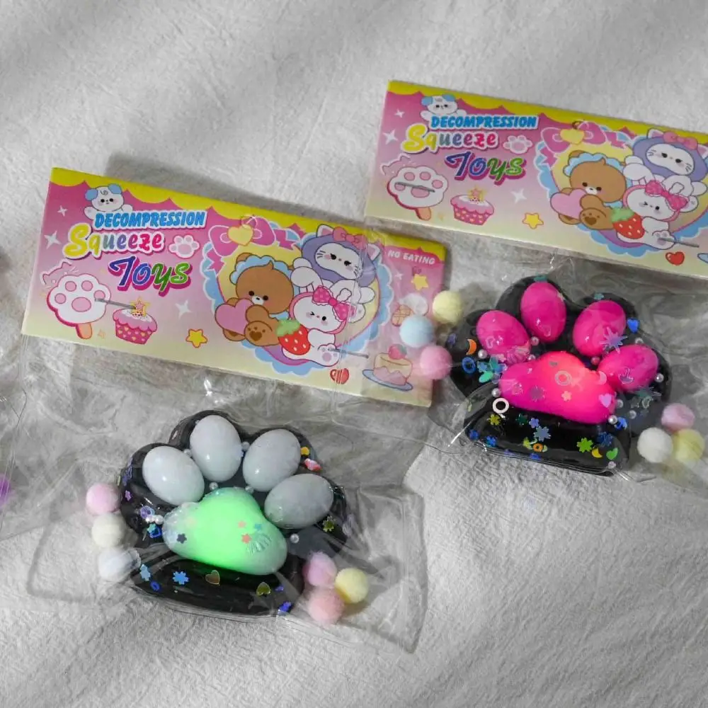 Kawaii Mini Cat Paw Glowing Squeeze Toy TPR Slow Rebound Stress Relief Toy Soft Kids Gift Decompression Toy Adult Sensory Toy