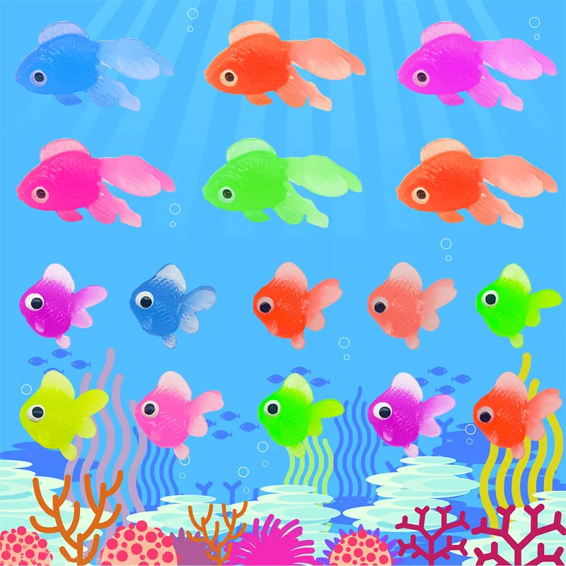 10PCS Kawaii Simulation Rubber Goldfish Baby Bath Water Play Games Toys for Kids Birthday Party Favors Baby Shower Gifts Fillers