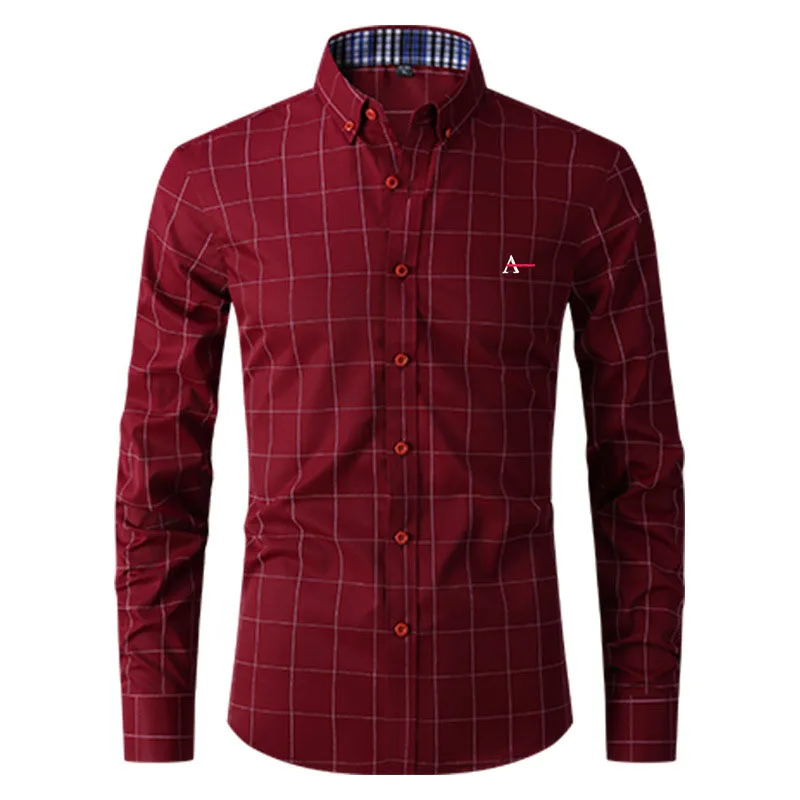 2026 Men Long Sleeve Spring Fashion Casual Soft Striped Business Social Checked Regular Fit Easy Care Male Clothes