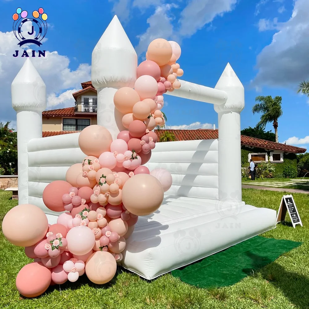 Fast Shipping 13ft/10ft Inflatable Jumping Castle White Bouncy Castle For Kids Bounce House For Children Outdoor Toy With Blower