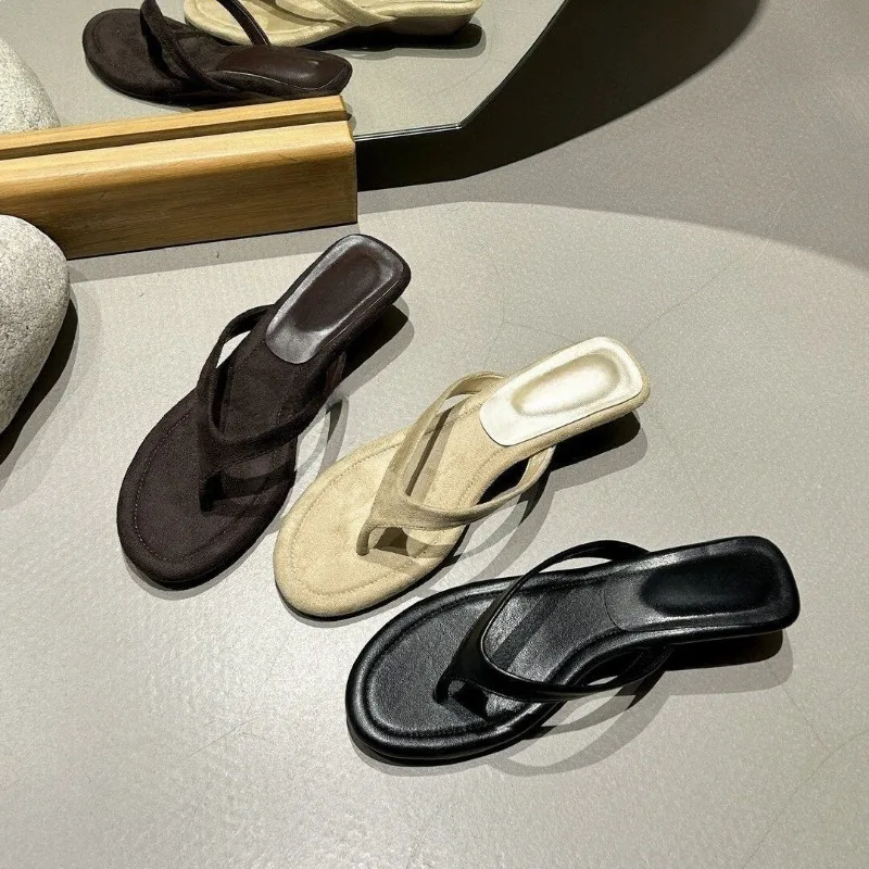 Women's Slippers Summer Open-toe Pinch Toe Sandals Fashion Slope Heel Flip-flops French Style Temperament Women's Cool Slippers