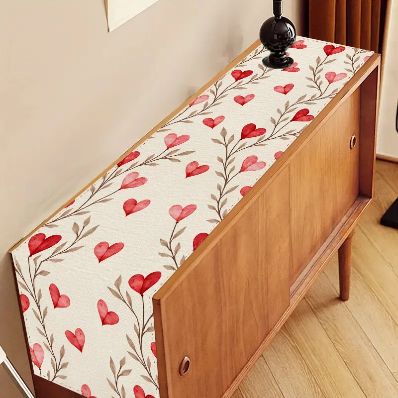 VIKAMA Vintage Tischflagge in Herzform, wasserdicht, schmutzabweisend, leicht zu reinigen, für Wohnzimmer, Schlafzimmer, Feiertagsparty-Dekoration